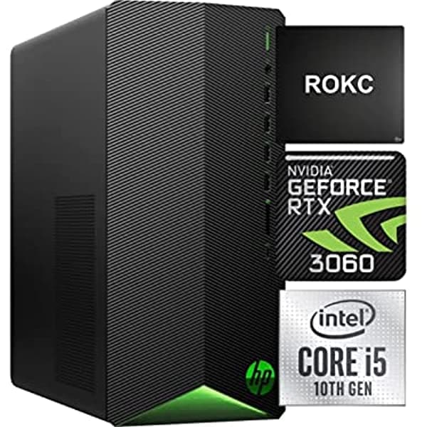 [Geforce Rtx 3060] Pc De Escritorio Para Juegos Hp Pavilion 2022 32 Gb De Ram Ssd De 1 Tb + Disco Duro De 2 Tb Intel I5-10400F Ratón Y Teclado Con Cable Bluetooth Wi-Fi Usb Type-C Puerto De Visualización Hdmi Windows 11 Alfombrilla Para Mouse