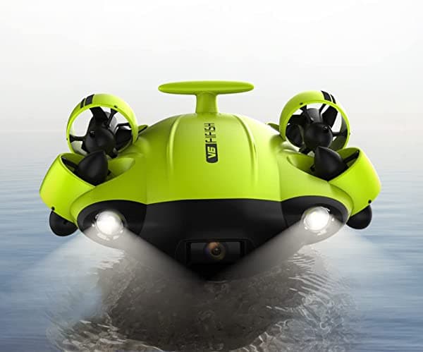 Azuray Qysea Fish V6 Dron Subacuático Movimiento Omnidireccional Y Bloqueo De Postura Con Cámara 4K Uhd Pista De Cabeza Vr Potentes Led De 4000 Lm Control Remoto De Aplicación En Tiempo Real Buceo A 330 Pies Rov