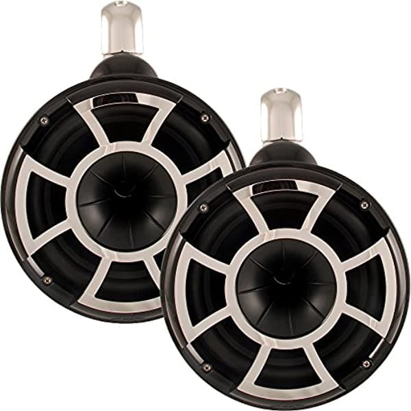 SimpTronic Tech Wet Sounds Revolution Series 8 Pulgadas Efg Hlcd Tower Altavoces - Negro Con Abrazadera Fija REV 8 B-FC