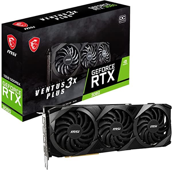 Msi Gaming Geforce Rtx 3080 Lhr 10Gb Gdrr6X 320-Bit Hdmi/Dp Nvlink Torx Fan 3 Ampere Architecture Oc Tarjeta Gráfica (Rtx 3080 Ventus 3X Plus 10G Oc Lhr)