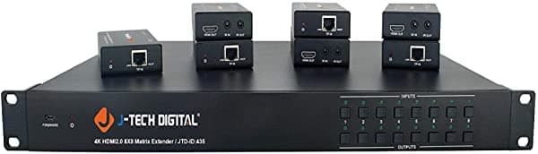 J-Tech Digital Extensor De Matriz Hdbaset Hdmi 4K60Hz 444 Hdbaset Sobre Cat5E/6 | Compatible Con Hdmi 2.0 Hdcp 2.2 Hdr [Jtech-4K88-Ex2] NEW-JTECH-4K88-EX
