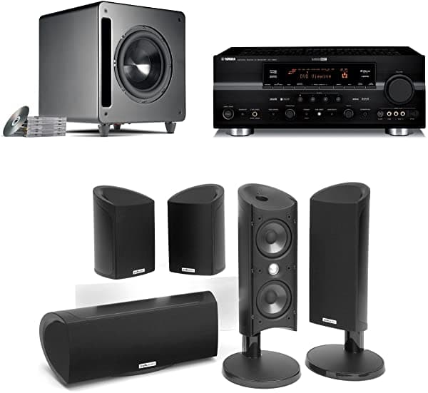 Polk Audio Hts-9605 7.1-Channel Sistema De Cine En Casa Con Yamaha Rx-V663 Receptor (Negro) AM9605-1