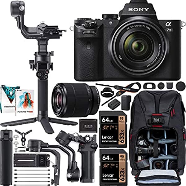 Sony A7 Ii Cámara Digital Alpha Sin Espejo A7Ii + Lente De 1.102-2.756 In Ilce-7M2/K Kit De Cineasta Con Dji Rsc 2 Gimbal 3-Axis De Mano Stabilizer Bundle + Deco Photo Backpack + Software E78SNILCE7M2KB