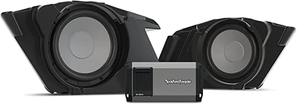 Rockford Fosgate Hd14-Sbsub Dual 10" Alforja Subwoofer Y Kit De Amplificador Para Seleccionar Motos Harley Davidson 2014+
