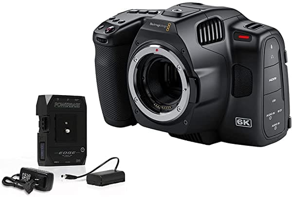Blackmagic Design Pocket Cinema Camara 6K Pro Bundle Con Core Swx Powerbase Edge 49Wh 14.8V Cine V-Mount Kit De Batería CINECAMPOCHDEF06P