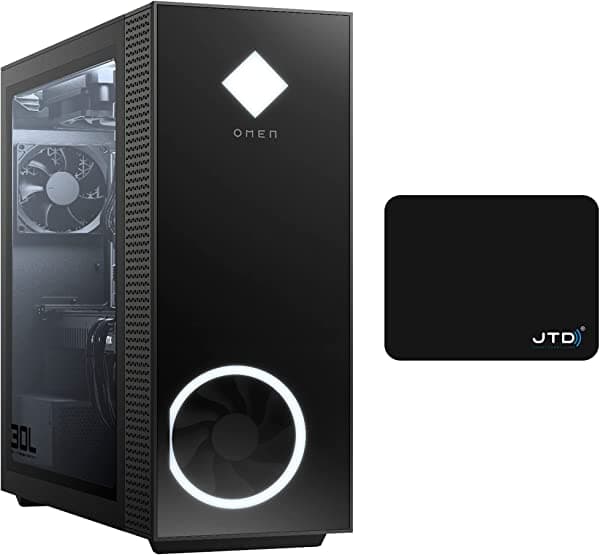 OMEN 30L Gaming Desktop Tower GeForce RTX 3060 Ti 8GB Graphics AMD 8-Core Ryzen 7 5800X supera al i7-10700F (64GB DDR4 RAM | 2TB PCIe SSD | 2TB HDD) WiFi Bluetooth 750 Watts Windows 10 JTD Mouse Pad
