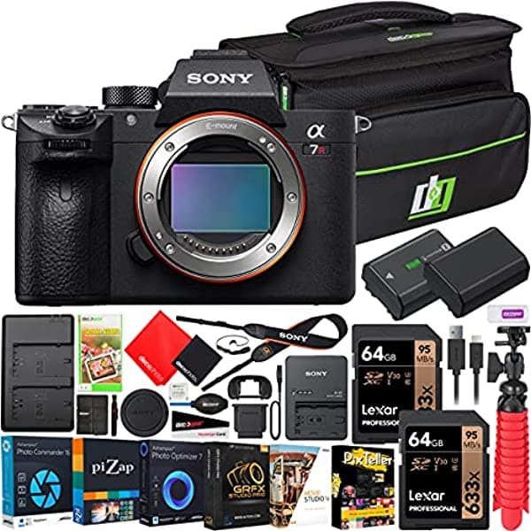 Sony A7R Iii Cuerpo De Cámara Sin Espejo Nueva Versión Ilce-7Rm3A/B Paquete Con Bolsa De Fotografía Deco Gear + Batería Extra + 2 Tarjetas De Memoria De 64 Gb + Kit De Software De Vídeo Fotográfico Y Accesorios E7SNILCE7RM3AB