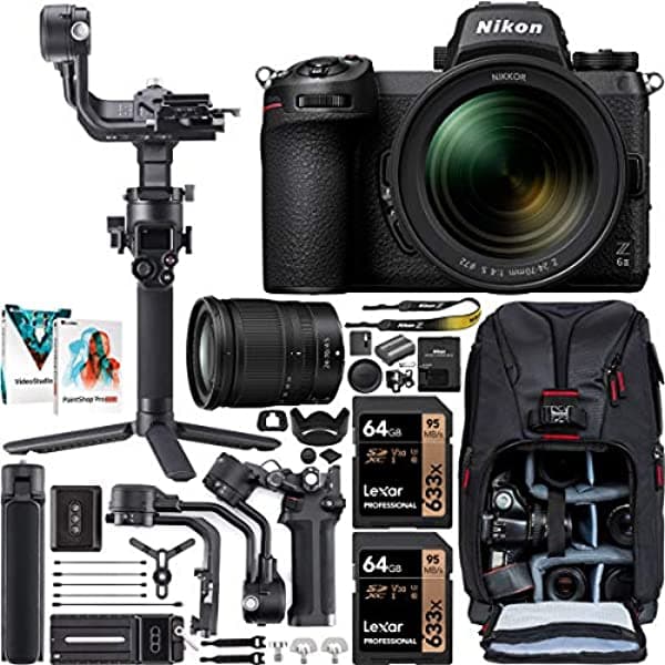 Nikon Z6II Cámara Sin Espejo de Cuadro Completo con Kit de Lente de 24-70mm F4 1663 Formato FX Vídeo UHD 4K Kit para Cineastas con Gimbal DJI RSC 3 Estabilizador de Mano de 3 Ejes Paquete + Mochila Deco Photo + Software E78NKZ6II2470