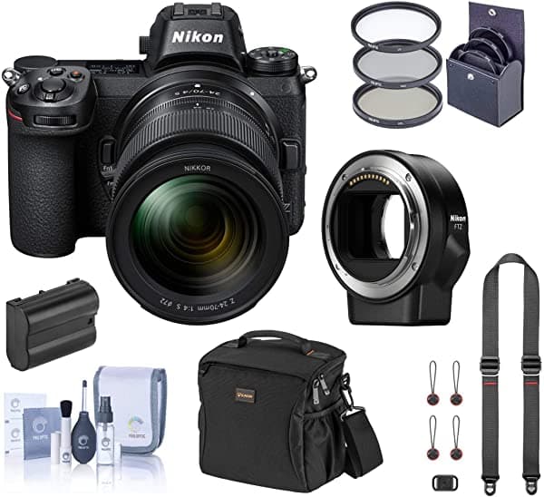 Nikon Z7 Fx-Format Cámara Sin Espejo Con Lente Nikkor Z 0.945-2.756 In F/4 S - Paquete Con Adaptador De Montaje Nikon Ftz Funda Para Cámara Batería De Repuesto Correa Slidelite Diseño Pico Kit De Filtro De 2.835 In Kit De Limpieza Z6