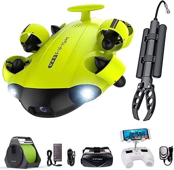 Keenstone Qysea Fifish V6S Drone Subacuático Con Cámara Uhd 4K 4000Lm Led Gafas Vr Control Remoto App Buceo A 330 Pies Inclinación Ajustable Rovs Para Visualización En Tiempo Real Video Marino Videocámara De Pesca