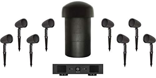 Sonance - Garden Series Sistema de Altavoces Exteriores de 8.1 Canales con Amplificador de 2 Canales (Paquete de 8) - Marrón Oscuro/Negro wewdsfes-549