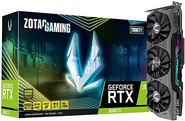 Zotac Gaming Tarjeta Gráfica Geforce Rtx 3080 Ti Trinity 12 Gb Gddr6X 384-Bit 19 Gbps Pcie 4.0 Refrigeración Avanzada Icestorm 2.0 Iluminación Rgb Spectra 2.0 Zt-A30810D-10P
