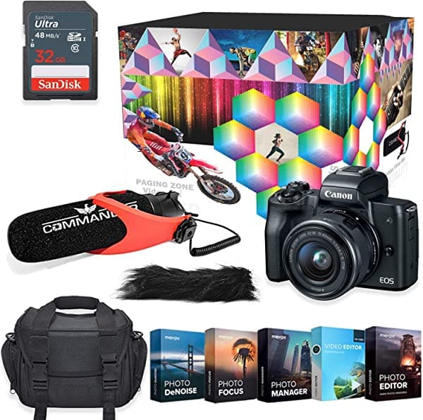 Canon EOS M50 Cámara Digital Sin Espejo Profesional Kit De Vlogging Con Software De Edición De Foto Y Video Lente 15-45 mm Negro