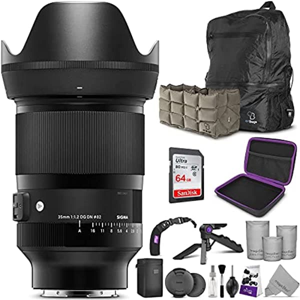 Sigma 1.378 In F/1.2 Dg Dn Art Lente Para Sony E Mount Con Advanced Photo & Travel Bundle 1.378 In Negro Lente De Proyección QM1055