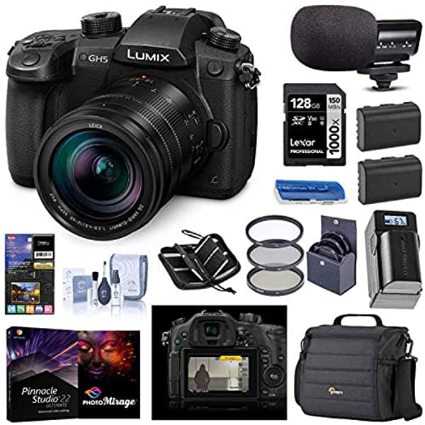 Panasonic Lumix Gh5 4K Camara Digital Sin Espejo Leica 12-60 Mm F 2.8-4.0 Lente Dc-Gh5Lk Bulddle V-Log L Kit De Actualización Mic 2 Bateria Filtro Pc