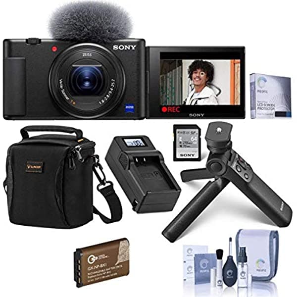 Sony Zv-1 Compact 4K Hd Camara Black Bundle Vlogger Accesorio Kit Fondo Adicional Bateria Smart Cargador Y Accesorios Vlog ZV-1