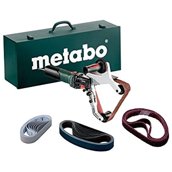 Metabo - Kit De Lijadora De Tubo De Velocidad Variable De 7" - 1.650-5.500 RPM - 13.5 Amp Con Lock-On Juego De Accesorios (602243620 15-180 Set) Inox - Acabado De Acero Inoxidable Verde/Negro/Plateado