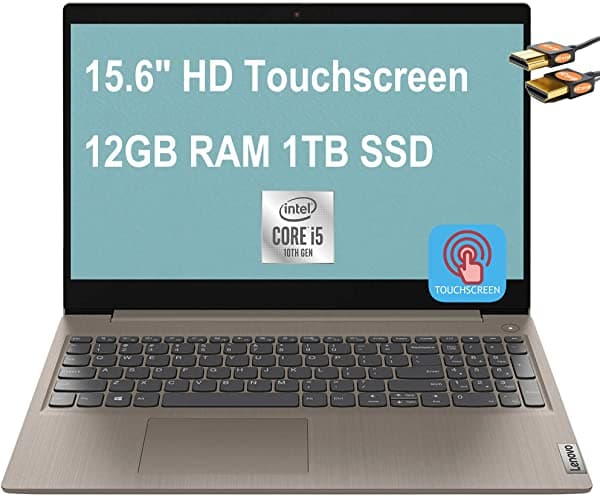 2021 Premium Lenovo IdeaPad 3 Notebook 15.6" HD Pantalla Táctil 10ª Generación Intel Quad-Core i5-1035G1 (supera al i7-8550U) 12GB DDR4 1TB SSD Dolby Webcam WiFi Win 10 + Icarp Mouse Inalámbrico