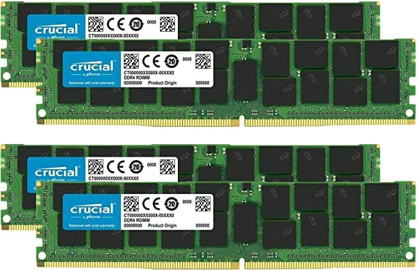 Crucial Paquete Con 128 Gb (4 X 32 Gb) Ddr4 Pc4-21300 2666 Mhz Rdimm (4 X Ct32G4Rfd4266) Memoria Ecc Registrada De Doble Clasificación RAMKit13B