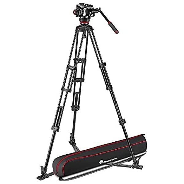 Manfrotto Cabezal De Video Fluido 504X Con Trípode Doble Kit Con Trípode De Aluminio Y Cabezal De Video Doble Pierna Con Separador De Tierra Para Dslr Cámara Digital Videocámara Videógrafo Carga Útil De 26.4 Libras MVK504XTWINGA