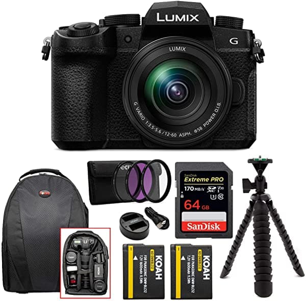 Panasonic Lumix Dc-G95 Camara Digital Sin Espejo 12-60 Mm Lente Bundle Incluye 64Gb 170 Mb S Extreme Pro Sd Tarjeta Dual Bateria Y Kit Cargador Kit De DC-G95MGW-K