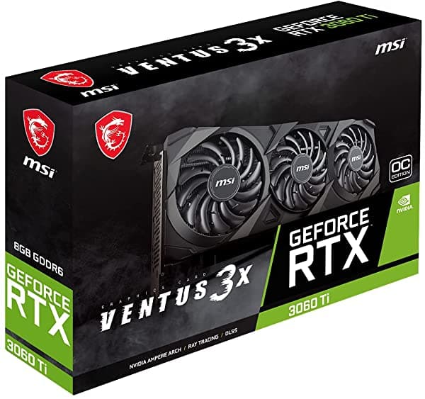 Msi - Tarjeta Gráfica Gaming Geforce Rtx 3060 Ti Lhr 8Gb Gdrr6 256-Bit Hdmi/Dp Torx Fan 3 Arquitectura Ampere Oc (Rtx 3060 Ti Ventus 3X 8G Oc Lhr)
