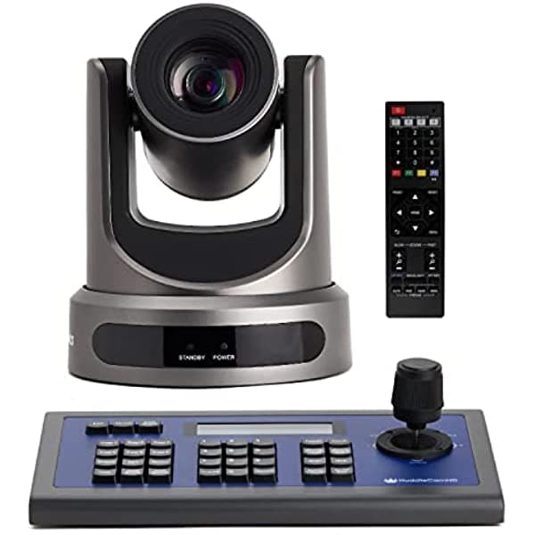 PTZOptics 30X SDI Gen 2 Cámara de Transmisión en Vivo, Gris + HuddleCamHD HC-Joy-G3 Joystick PTZ Serial de 3ra Generación PT12X-SDI-WH-G2 K5