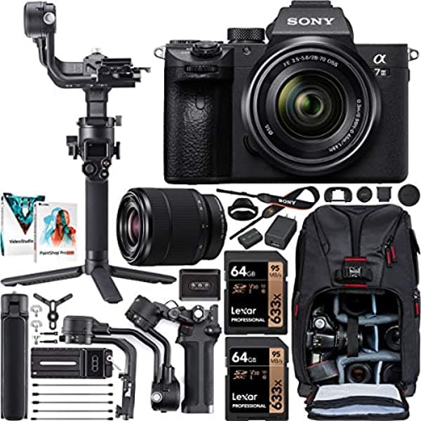 Sony A7 Iii Cámara Digital Sin Espejo Alpha A7Iii + Lente De 1.102-2.756 In Ilce-7M3/K Kit De Cineasta Con Dji Rsc 2 Cardán 3 Ejes Estabilizador De Mano + Mochila De Fotos Deco + Software E78SNILCE7M3KB