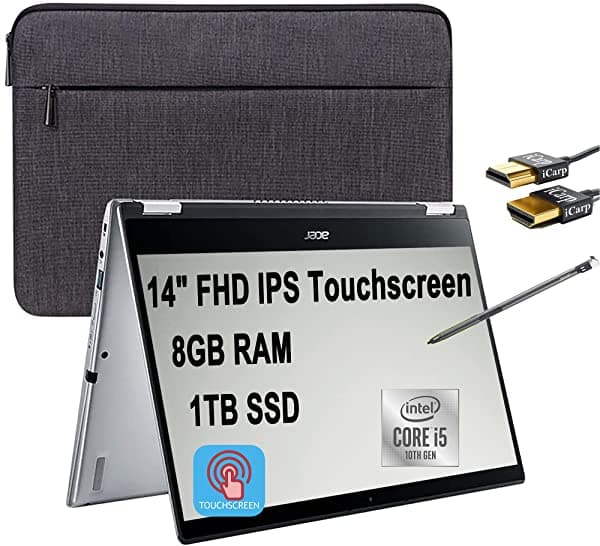 Acer Flagship Spin 3 2 En 1 Laptop 14 Fhd Ips Touchsen Intel Quad-Core I5-1035G1 Beats I7-8550U 8Gb Ddr4 1Tb Ssd Racklitlit Kb Webcam Thunderbolt Win Acer Spin 3