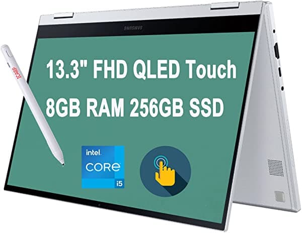 Samsung Galaxy Book Flex2 Alpha 2 En 1 13 Laptop De 13.3 Pulgadas Fhd Qled Pantalla Táctil De 11ª Generación Intel 4-Core I5-1135G7 (Beats I7-10510U) 8Gb Ram 256Gb Ssd Retroiluminada Huella Dactilar Win10 Plata + Bolígrafo