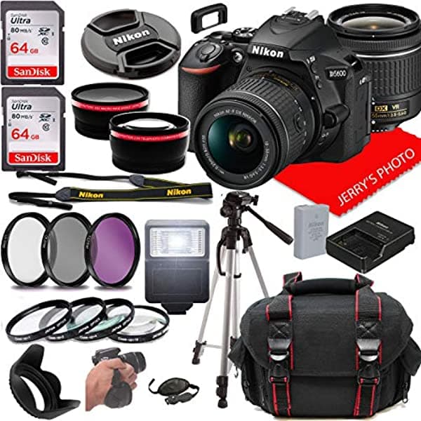 Nikon D5600 Cámara Dslr Con Nikkor 0.709-2.165 In F/3.5-5.6G Lente Vr + Funda + 128Gb De Memoria (26 Unidades) Nikon D3500