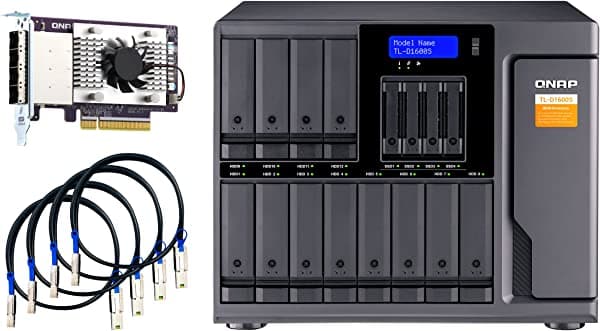 Qnap Tl-D1600S 16 Bay Sata 6Gbps Jbod Storage Enclosure.Tarjeta De Interfaz Pcie Sata (Qxp-1600Es) Incluida