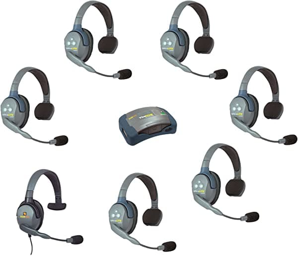 Eartec Hub7Smxs - Sistema De 7 Personas Con 6 Auriculares De Comunicación Inalámbricos Individuales 1 Auricular Individual Máximo 4G Y 1 Transceptor De Base Mini Hub