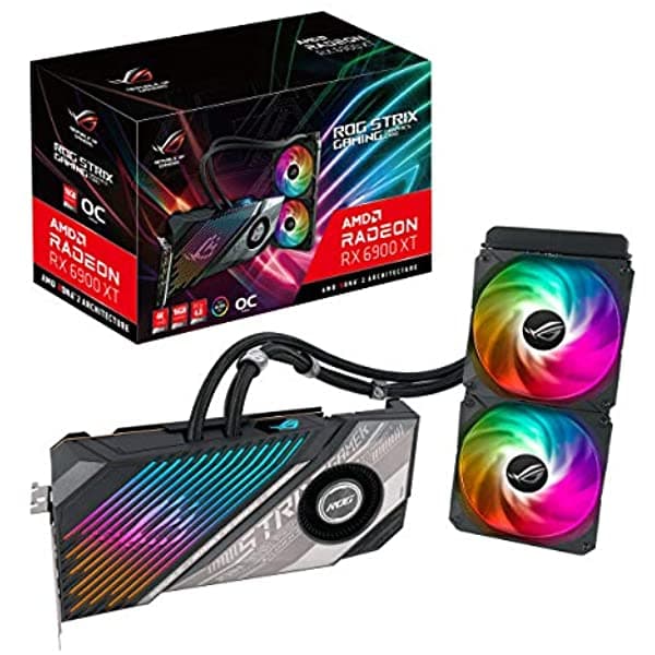 Asus Rog Strix Lc Amd Radeon Rx 6900 Xt Oc Edition Tarjeta Gráfica Para Juegos (Pcie 4.0 16 Gb Gddr6 Hdmi 2.1 Displayport 1.4A Placa Fría De Cobertura Completa Radiador De 9.449 In Tubo De 23.622 In Gpu Tweak Ii) ‎ROG-STRIX-LC-RX6900XT-O16G-GAMING