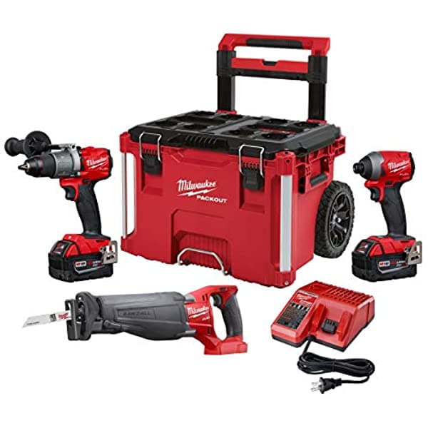 Milwaukee M18 FUEL 2997-23SPO Kit Combo Inalámbrico Brushless 18V con 3 Herramientas, 2 Baterías 5.0 Ah y Caja de Herramientas PACKOUT