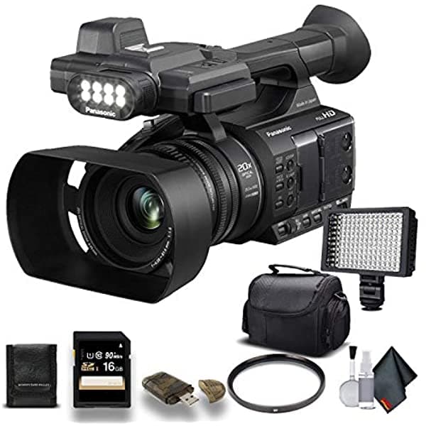 Panasonic Ag-Ac30 Videocámara Full Hd (Ag-Ac30Pj) Con Tarjeta De Memoria De 16 Gb Luz Led Caja Y Más. - Paquete De Inicio