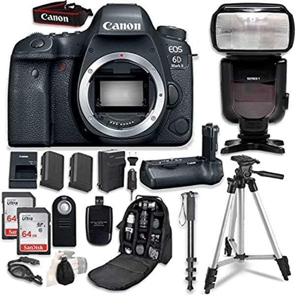 Canon Eos 6D Mark Ii Dslr Cuerpo - Con Empuñadura De Batería Canon Bg-E21 + Paquete De Accesorios Profesionales (14 Artículos)
