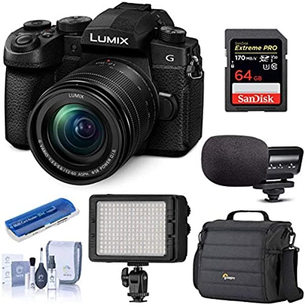 Panasonic Lumix G95 20.3 Camara Digital Sin Espejo De Megapíxeles 12-60 Mm F3.5-5.6 Lente Prerinstalado V-Log L Bundle Funda Clar Led Luz Marantz Mic DC-G95