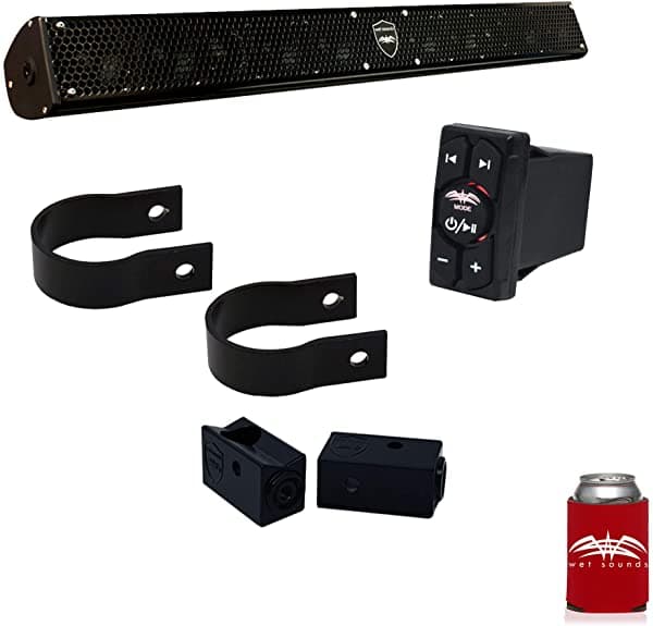 Wet Sounds - Barra De Sonido Amplificada Stealth 10 Sobretensiones Con Accesorios De Montaje De Tubo Redondo De 2.00 Pulgadas Y Receptor Bluetooth Ww-Btrs STEALTH-10SURGE+BTRS+RND2.0+BKT