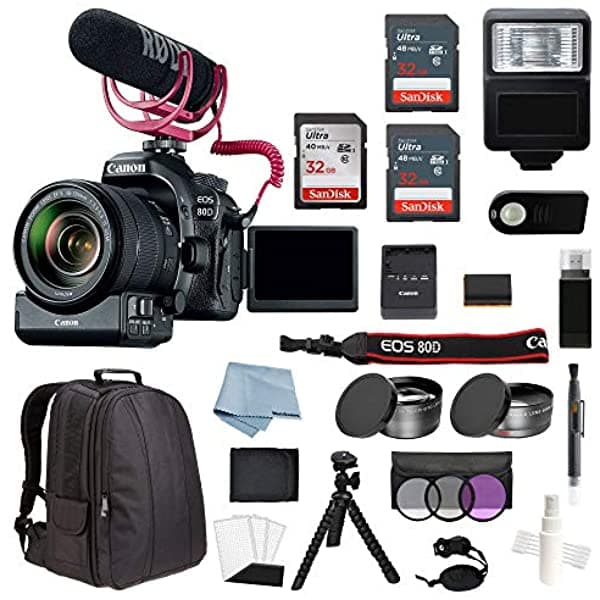 Diginex Canon Eos Rebel 80D - Kit De Creación De Vídeo Para Cámara Réflex Digital Con Lente Ef-S De 18 A 5.315 In Usm + Paquete De Accesorios Avanzados Incluye Para Empezar