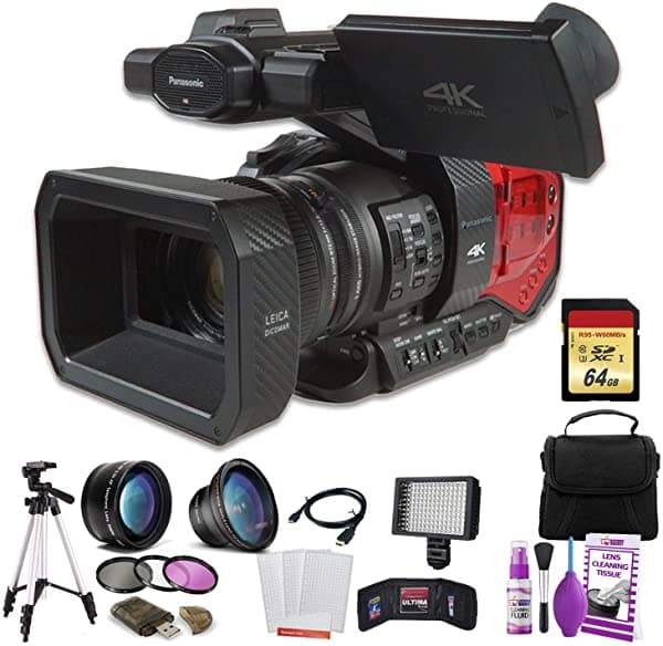 Panasonic AG-DVX200 4K videocamara profesional (AG-DVX200PJ8) con tarjeta de memoria de 64GB bolso tripode luz LED y mas
