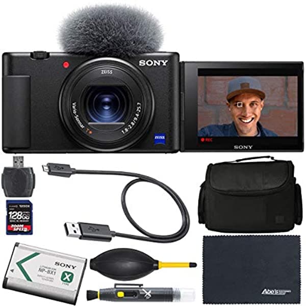 AOM Sony Zv-1 Camara Digital Black Dczv1 B + Zoomspeed 128 Gb Alta Velocidad Sdxc Tarjeta De Memoria + Pro Bundle International Versión Sony ZV1 Black