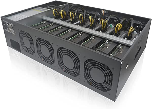 Mlliquea 8 Puertos Gpu Rig Marco Máquina De Minería De Criptomonedas 2000W Minería Fuente Barebone Placa Base Eth 8 Ventiladores De Enfriamiento Marco