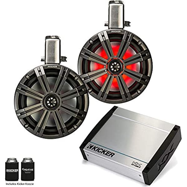Kicker Tower Sistema - Dos Altavoces Led De 8 Pulgadas Con Abrazaderas Giratorias Y Amplificador Kxm4002 De 400 W 45KMTC8-40KXM4002