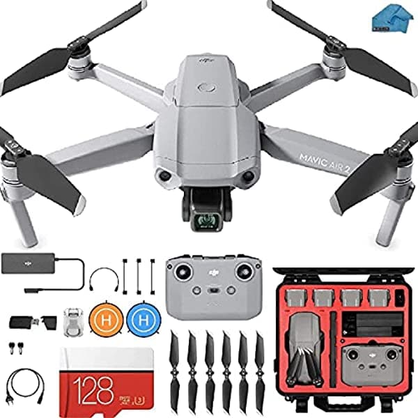 djik DJI Mavic Air 2 - Drone Quadcopter UAV con camara de 48 MP funda tarjeta SD de 128 GB kit con plataforma de aterrizaje y accesorios imprescindibles