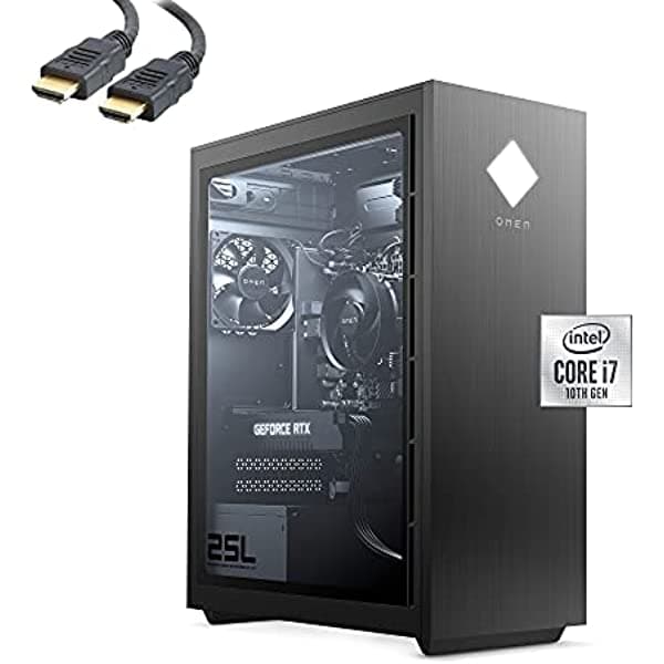 HP Omen 25L Gaming Desktop PC RTX 2060 Super placa de video Intel Core i7-10700F 16GB RAM 512GB SSD Windows 10 Home con accesorio Tivdio GT12-0173w