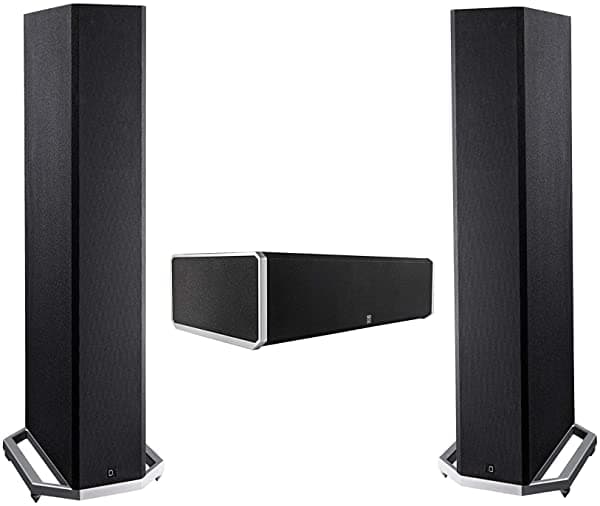 Definitive Technology Bp9040 Y Cs9040 - 2 Altavoces De Pie De Piso (Controladores De 45") Más 1 Canal Central | Sonido Premium - Graves Más Grandes Más Fuertes | Arrays Frontales Y Traseros | Subwoofers Integrados De 8"