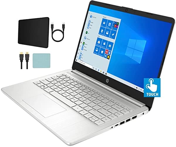HP Stream - Notebook con pantalla táctil HD de 14 pulgadas AMD Athlon 3050U 2.6 GHz 4 GB DDR4 64 GB eMMC Bluetooth cámara web USB tipo C HDMI 1 año de Office 365 incluido Windows 10 S con accesorios Mazepoly HP 14-Stream