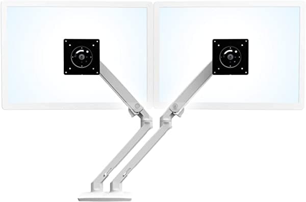 Ergotron Mxv Desk Dual Monitor Arm - Brazo Ajustable Para 2 Monitores (Perfil Bajo) - Blanco - Tamaño De Pantalla Hasta 24" - Montaje En Escritorio 45-496-216