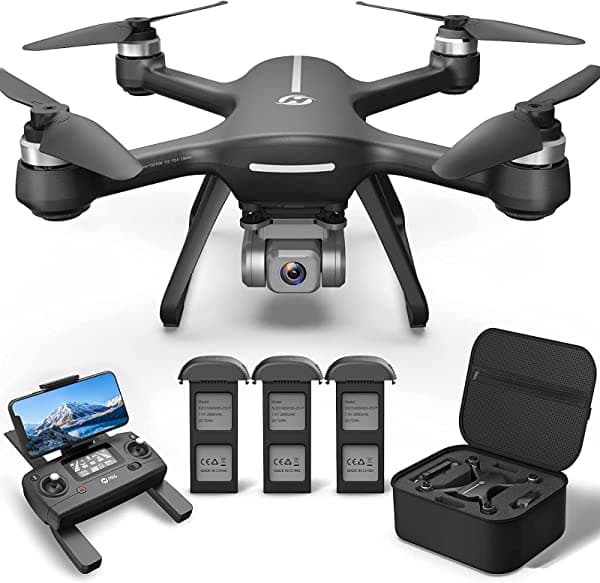 Holy Stone Hs700E 4K Uhd Drone Con Cámara Eis Anti Shake 130°Fov Para Adultos Gps Quadcopter Con Transmisión Fpv De 5Ghz Motor Sin Escobillas Fácil Retorno Automático A Casa Sígueme Con 3 Baterías